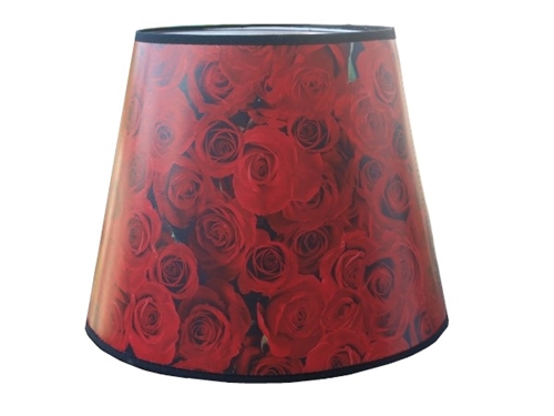 Ret 19x22x28 Røde Roser papir print, Top 19 cm, Side 22 cm, Bund 28 cm, montering E27 pæreklemme (stor rund)